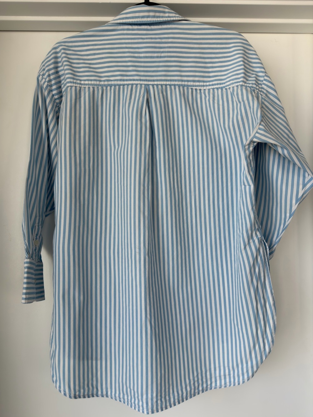 Maeve Anthropologie Blue & White Striped Button-Up Shirt | Cotton | Capsule - Picture 9 of 10